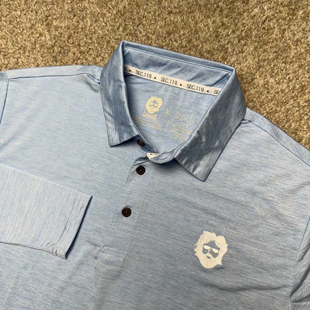 Sec 119 Grateful Dead x Garcia Long Sleeve Polo Shirt Blue Golf Casual Size S